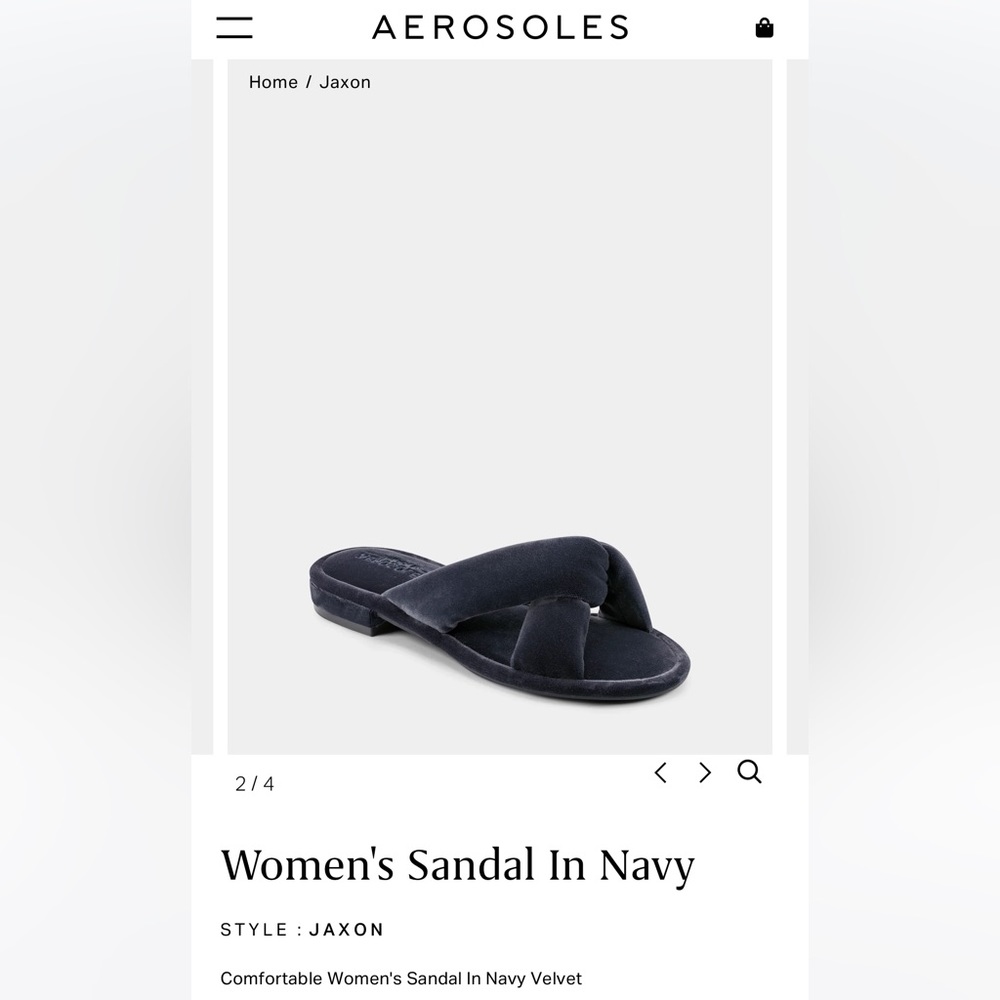 Jaxon Navy Velvet Aerosoles Slides:  Size 8